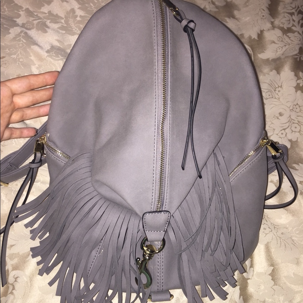 💜 PURPLE GREY SUEDE FRINGE BACKPACK W/ ZIPPERS💜